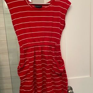 Worn Red & White Striped Youth Dress